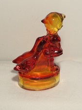 Girl with Two Geese Amberina Red Glass Figurine, 8 inches — listing 5
