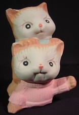 Bisque Porcelain Playing Kittens Figurine, Two Tabby Cats — listing 5