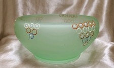 Antique Hand-Enameled Yellow Uranium Glass Small Dish, 4.5 inches, Floral Enamel Decoration