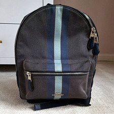 Black Nylon and Leather Backpack with Front Zip Pocket — listing 5