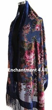 Silk Burnout Velvet Beaded Scarf/Shawl with Rhinestone Detailing — listing 4