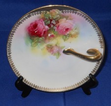 Antique Royal Rudolstadt Prussia Hand-Painted Porcelain Cake Plate with Gilt Handles - Grape & Floral Motif — listing 6