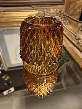 Vintage Amber Pressed Glass Bowl with Diamond Point (Sawtooth) Pattern