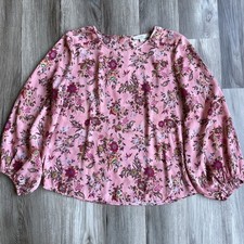 LOFT Navy Floral Paisley Print Flutter Sleeve V-Neck Blouse, Size XL — listing 5