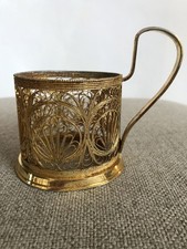 Mixed Lot of 8 Vintage Tea Glass Holders (Podstakanniks) — Silver Plate & Filigree — listing 2