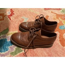 Men's Tan Leather Wingtip Brogue Derby Dress Shoes — listing 5