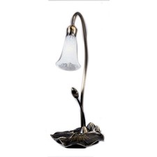 Three-Light Pond Lily Table Lamp with Bronzed Metal Base and Tulip Glass Shades — listing 5
