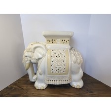 Vintage Cobalt Blue Ceramic Elephant Garden Stool / Plant Stand with Flat Round Top, listing 5