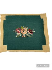 Vintage Hand-Embroidered Floral Still Life on Black Fabric, Framed Under Glass — listing 4