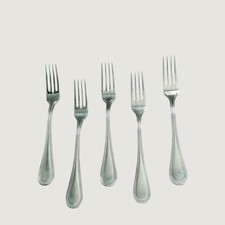 Set of 6 Stainless Steel Dinner Forks with Beaded Edge Pattern — listing 3