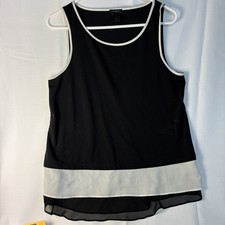Ann Taylor Petite Black V-Neck Mixed-Media Blouse, Size MP — listing 3