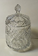 Vintage Pressed Glass Covered Biscuit Jar / Cracker Jar with Faceted Finial — listing 4