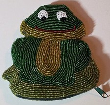 Hand-Beaded Frog & Lily Pad Crossbody Purse with Beaded Strap — listing 4