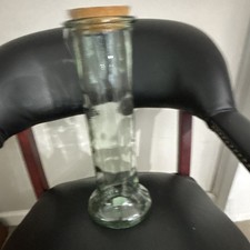 Pair of Hand-Blown Recycled Glass Goblets with Green Rim and Seed Bubbles — listing 4