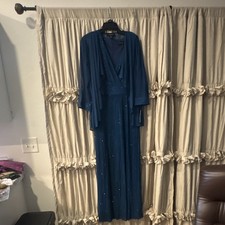 R&M Richards Navy Blue Sequin Lace Open-Front Duster Cardigan, Size 16 — listing 5