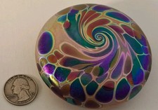 Hand-Blown Iridescent Art Glass Oil Lamp with Signed Base