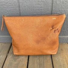 Mark & Graham Light Blue Pebbled Leather Monogrammed Zip Pouch — listing 3
