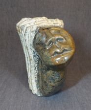 Carved Stone Abstract Figure Sculpture (Reclining/Resting Head Motif)
