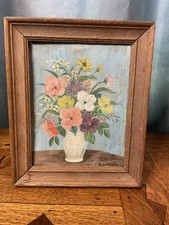 Large Framed Still Life Print of Peonies with Blue Cloisonné Vases — listing 3