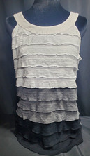 AB Studio Purple and Black Tiered Ruffle Front Top, Size Large — listing 5