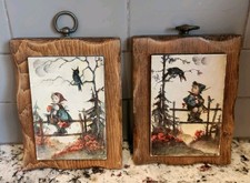 Vintage Hummel 'Telling Her Secret' Print on Wood Plaque