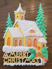 Antique German Embossed Die-Cut Cardboard Wall Plaque with Victorian House, Bird & Floral Relief