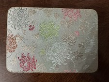 Vintage Floral Brocade Jewelry Travel Roll Pouch with Faux Pearl Necklace and 'A Note to Milady' Card — listing 2