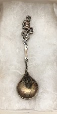 Antique Sterling Silver Figural Cherub Heart-Bowl Souvenir Salt Spoon — listing 3