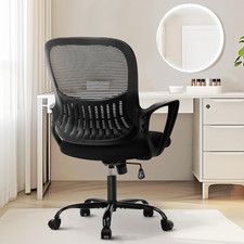 Mesh-Back Office Task Chair with White Frame and Blue Upholstery — listing 3