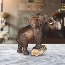 Decorative Resin Elephant Figurine with Blanket, Trunk-Up Good Luck Statue — listing 5
