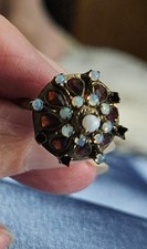 Vintage Garnet Cluster Flower Ring, Yellow Gold-Tone — listing 3