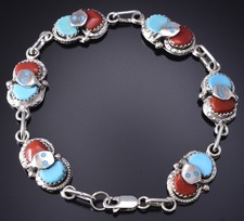 Effie Calavaza Zuni Sterling Silver & Turquoise Snake Row Cuff Bracelet — listing 5