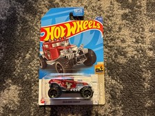 Hot Wheels Diecast Cars Lot - White Race Car with Splatter Graphics & Baja Beetle with Flames — listing 6