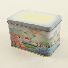 Vintage Marquetry-Style Decorative Oval Tin Box with Mosaic Inlay Pattern — listing 3