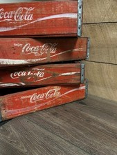 Vintage Coca-Cola 10oz Glass Return Deposit Bottles in Red Wooden Crate