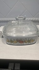 Vintage Corning Ware L'Echalote Spice of Life Casserole Dish with Pyrex Lid