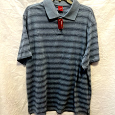 Junction West Men's Mercerized Cotton Textured Stripe Polo Shirt, Size XXL, Aqua/Teal — listing 2