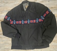 Vintage 1990s David James Southwestern Aztec Print Bomber Jacket, Teal, Size XL — listing 3
