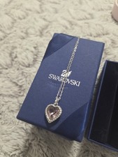 Silver-Tone Puffed Filigree Heart Pendant with Swarovski Crystal Accents, 1-1/2" Wide