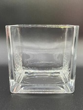 Cased Cream and Amber Glass Square Cube Vase