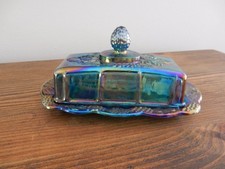 Indiana Glass Marigold Carnival Glass Punch Bowl, Harvest Grape Pattern — listing 5