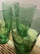Vintage Green Glass Dimpled Optic Ovoid Vase with Ringed Collar Neck — listing 4