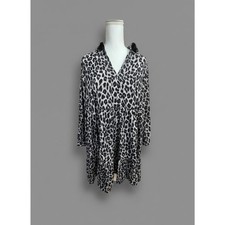 SHEIN Curve Leopard Print Ruched Button-Down Shirt Dress, Size 2XL — listing 3