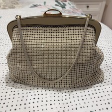 Glomesh Vintage White Enamel Mesh Evening Shoulder Bag with Gold Clasp — listing 2