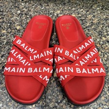 Balmain Black Leather Padded Slide Sandals, listing 4