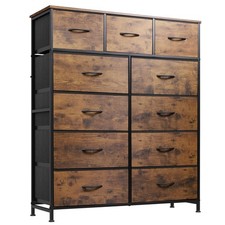 Vintage Rustic Wood-Grain Chest of Drawers with Wrought-Iron Style Handles — listing 4