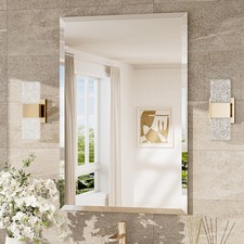 Large Rectangular Beveled Wall Mirror with Black and Gold Rope-Trim Frame — listing 4