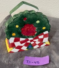 Lotus Christmas Holiday Ceramic Napkin Holder with Bow, Holly & Pinecone — listing 3