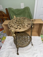 Antique Victorian Ornate Brass 3-Tier Plant Stand with Cherub Figural Supports — listing 4