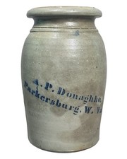 Antique Salt-Glazed Stoneware Crock with Cobalt Blue Number 4 Marking — listing 4